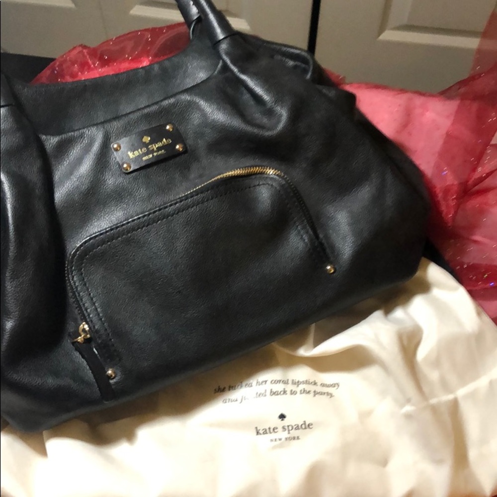 Black Leather Kate Spade bag with Duster included
